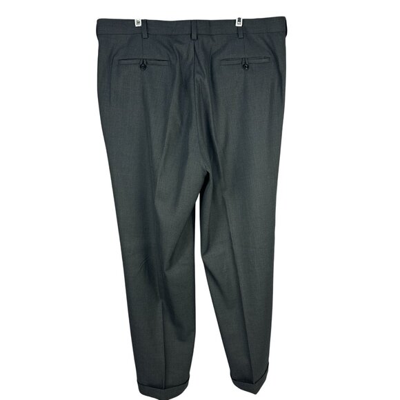 Perry Ellis Portfolio Mens 40x32 Size Dress Pants Pleated Front Cuffed Hem Gray - Picture 2 of 6